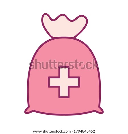 money bag with cross line and fill style icon design of Charity and donation theme Vector illustration