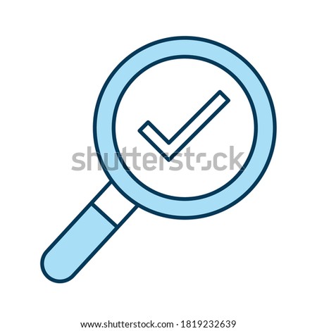 check mark in lupe line and fill style icon design, search tool and magnifying glass theme Vector illustration