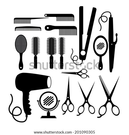 Similar – Image, Stock Photo Hairdresser tools over a many color and natural wigs