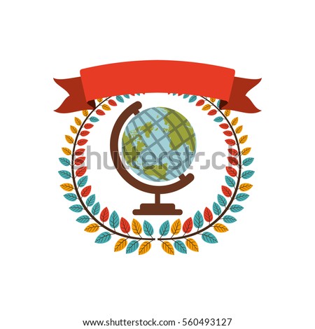 colorful olive crown with ribbon and earth world map