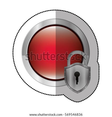 sticker circular button with metallic padlock