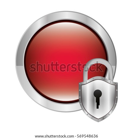 circular button with metallic padlock