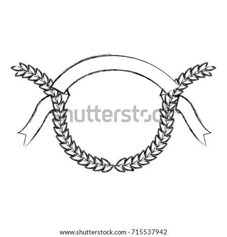 monochrome blurred olive branches and ribbon on top vector illustration