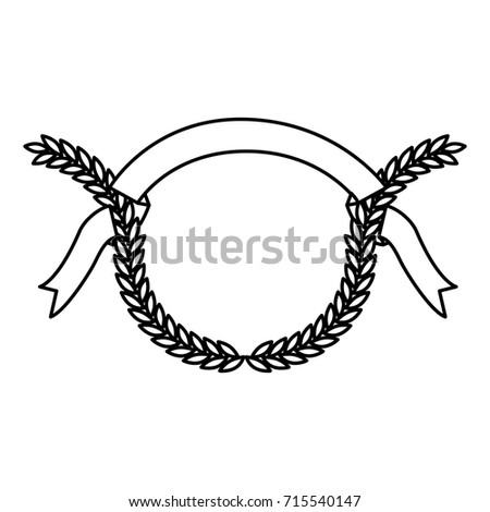 monochrome olive branches and ribbon on top vector illustration