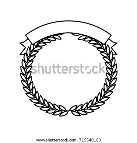 monochrome olive branches forming a circle with ribbon thick on top vector illustration