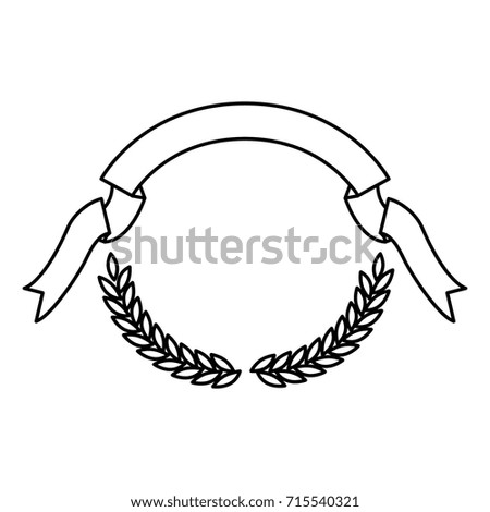 monochrome olive branches and ribbon on top vector illustration