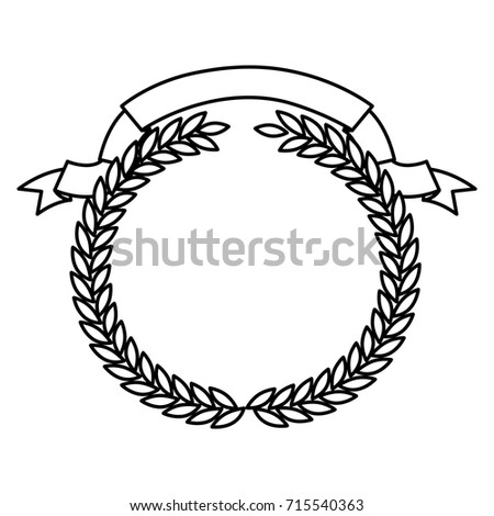 olive branch monochrome crown and ribbon on top vector illustration