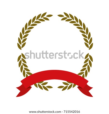 golden olive branches forming a circle with red ribbon thick on bottom vector illustration
