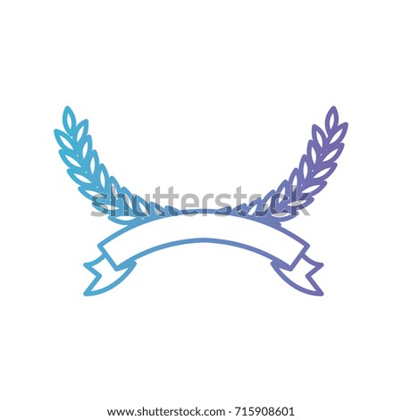 olive arch forming a circle with ribbon thick on bottom in color gradient silhouette from purple to blue vector illustration