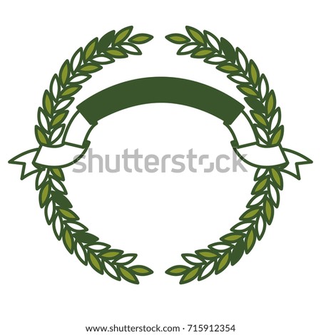 green olive branches forming a circle with ribbon on top vector illustration