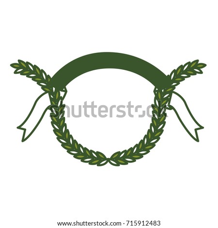 green color olive branches and ribbon on top vector illustration