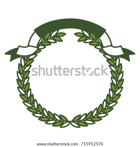 olive branch green crown and ribbon on top vector illustration