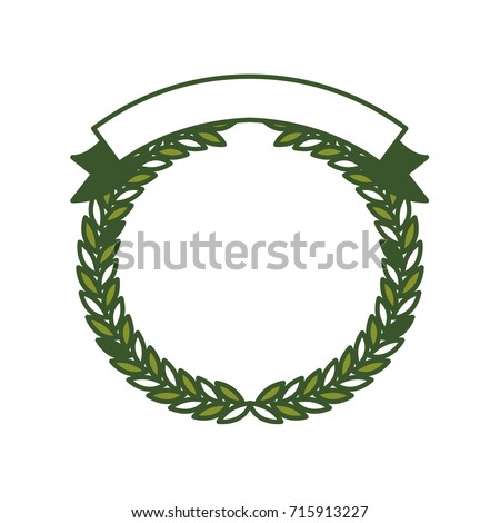 green olive branches forming a circle with ribbon thick on top vector illustration