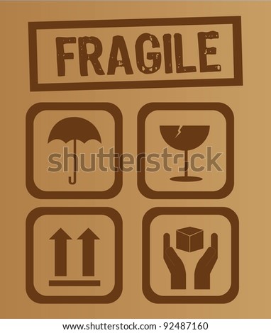 umbrella,glass, arrow and hands box signs vector illustration