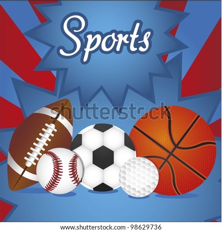 group of sports balls with colorful abstract background