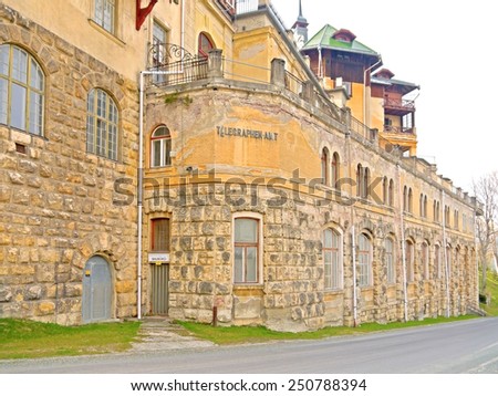 SEMMERING, AUSTRIA - 02  April 2014: The grand hotel Suedbahnhotel was opened in 1882 after Semmering was made accessible by train. The hotel business ended in the 1960ies.