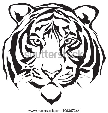 Tiger head silhouette, Vector