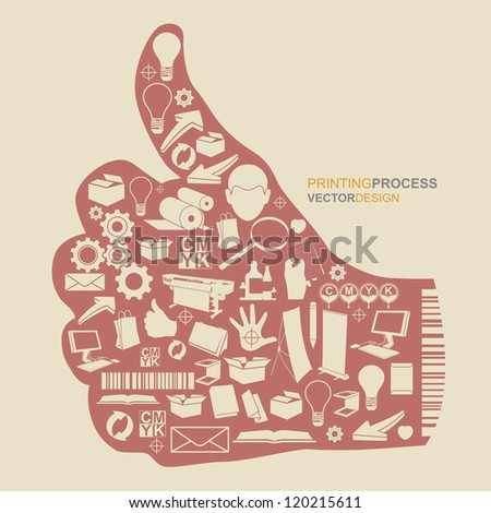 Printing process and inkjet printers. Concept design symbols series illustration by vector.