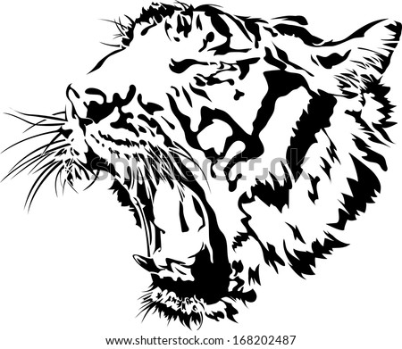 Tiger Head Silhouette, Illustration Vector Design. - 168202487 ...