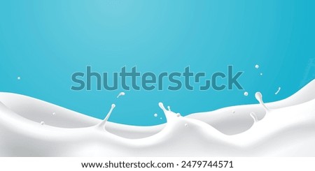 Abstract wave milk on blue background, vector illustration and design.