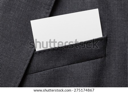 Business card in a suit pocket