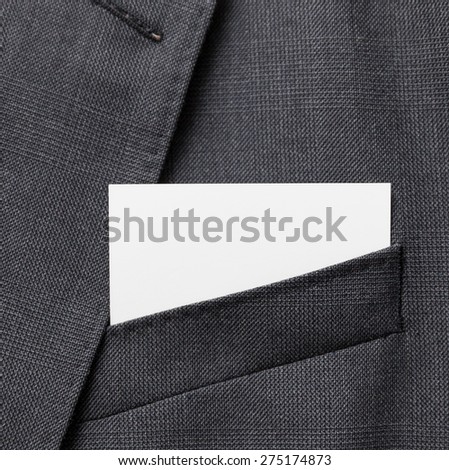 Business card in a suit pocket