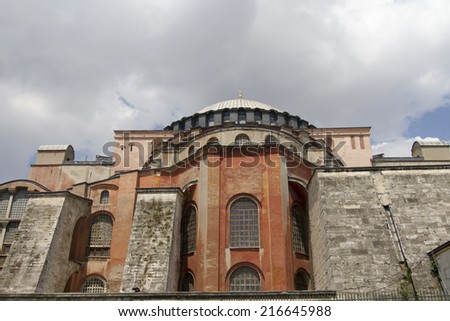 ISTANBUL - JULY 5: Mosque - Museum of Hagia Sophia in Sultanahmet Square in Istanbul on July 5, 2014 in Istanbul.