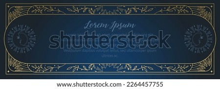 Vector horizontal frame with plants and stars
