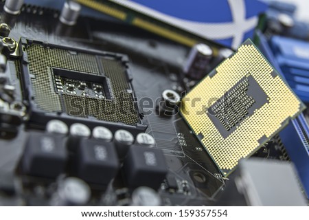 processor on the motherboard with socket prepared for installation