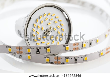GU10 LED bulb with strips without silicone protection made similar technologies