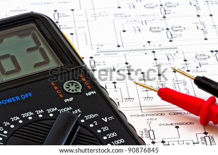 measuring instruments and electrical diagram of the measuring points for testing equipment