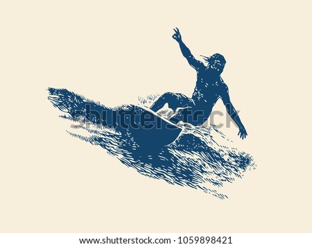 Surfing  Logo Design. Surfer And Wave. Vector Illustration.