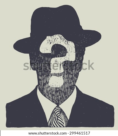 silhouette of an unknown man in a hat and suit. vector illustration.