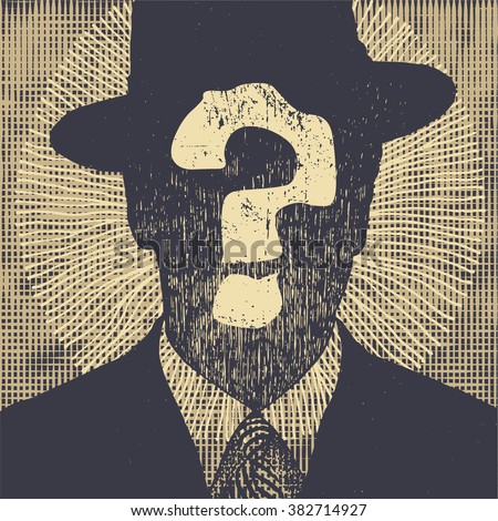 silhouette of an unknown man in a hat and suit. vector illustration.