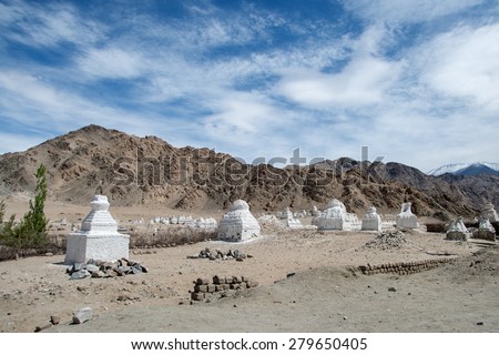 Small Stupa on road side in Leh Ladakh, Jammu & Kashmir, Northern India