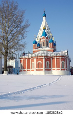 Church of Tikhvin Icon of Mother of God in Kolomna, Russia in winter day