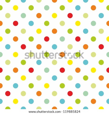 Seamless Pattern Or Texture With Colorful Polka Dots On White ...