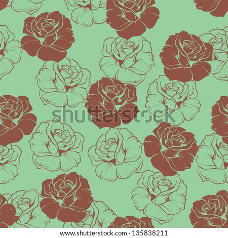 Seamless Floral Pattern With Chocolate Brown Roses On Vintage Hipster ...
