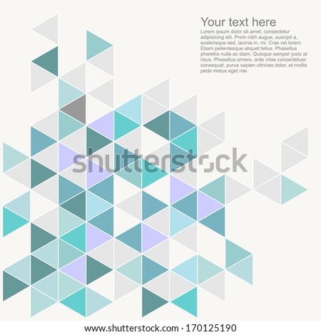 Pastel colorful background with empty space. Grey, blue, mint green and violet triangle geometric mosaic card document template. Hipster flat surface design aztec chevron zigzag print