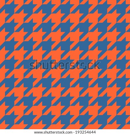 Houndstooth tile pattern. Traditional Scottish plaid fabric for colorful seamless website background or desktop wallpaper in red orange and navy blue color.