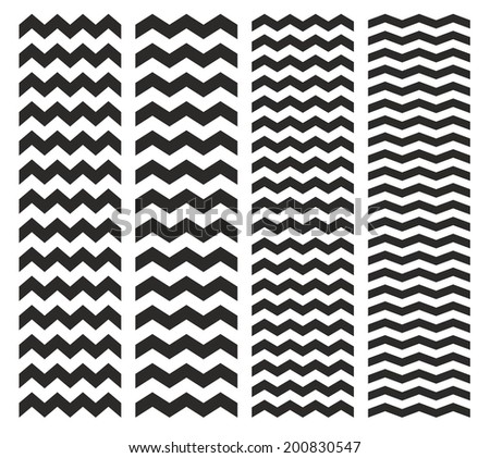 Tile chevron pattern set with black zig zag on white background