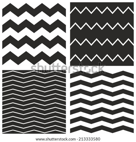Tile chevron pattern set with black and white zig zag background