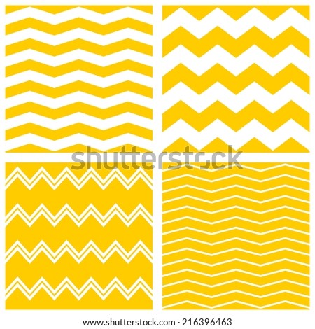 Tile chevron pattern set with yellow and white zig zag background