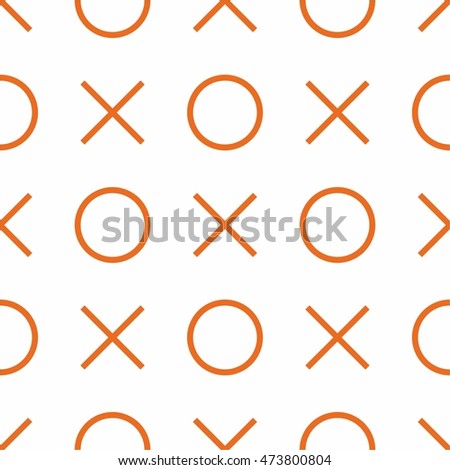 Tile x o noughts and crosses orange and white vector pattern