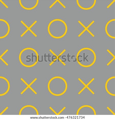 Tile x o noughts and crosses yellow and grey vector pattern