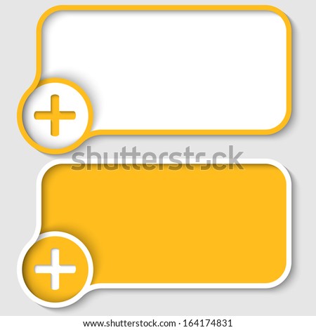 two yellow text frame and plus sign
