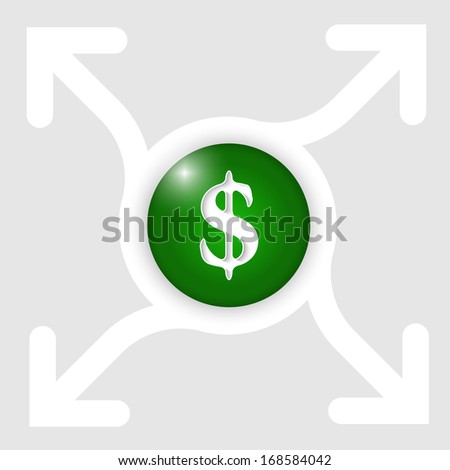 abstract frame with four arrows and dollar sign