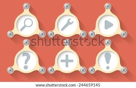 Set of six vector objects and icons