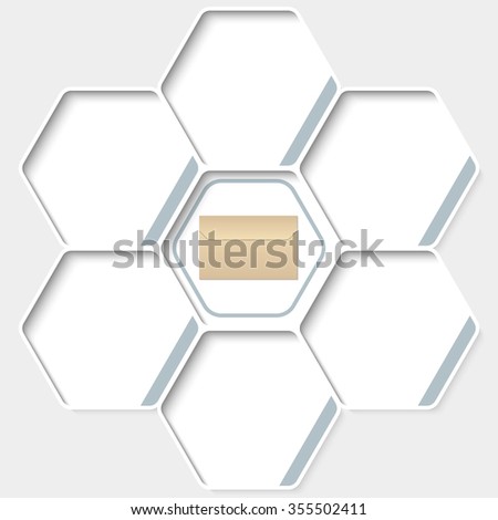 Set of seven hexagons for your text and a envelope