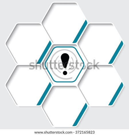 Set of five hexagons for your text and a exclamation mark